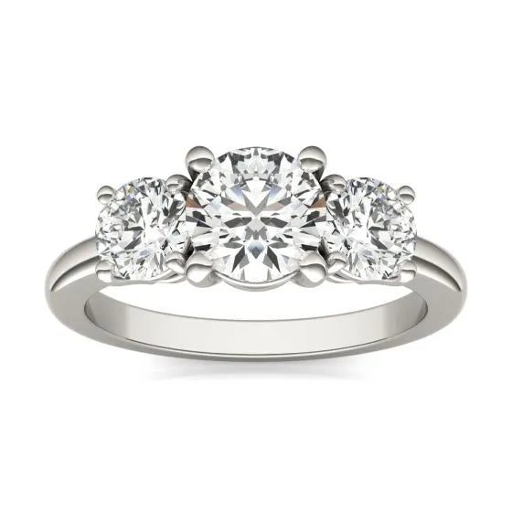 Stunning 2 CTW AGI Certified Lab Grown Diamond Three Stone Engagement Ring in Elegant 14K Gold Options