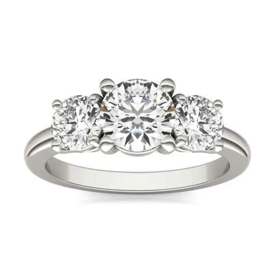 Stunning 2 CTW AGI Certified Lab Grown Diamond Three Stone Engagement Ring In Elegant 14K Gold Options