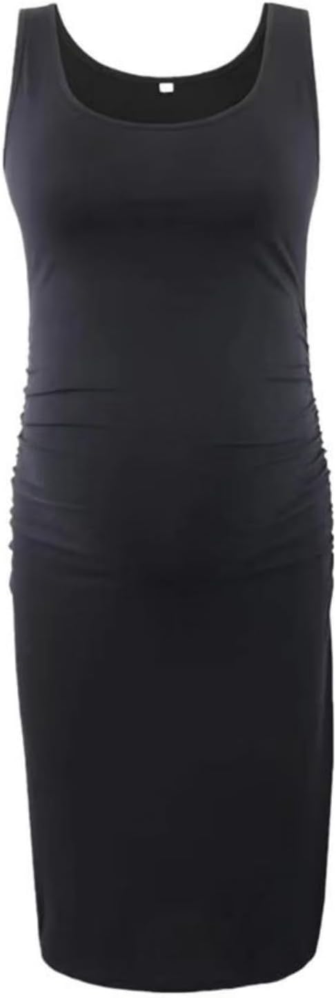 Ribbed Maternity Bodycon Midi Dress - Black