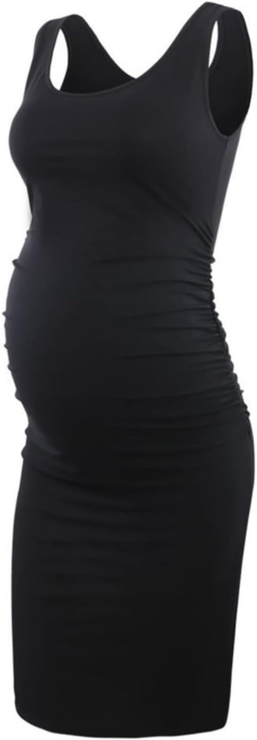 Ribbed Maternity Bodycon Midi Dress - Black