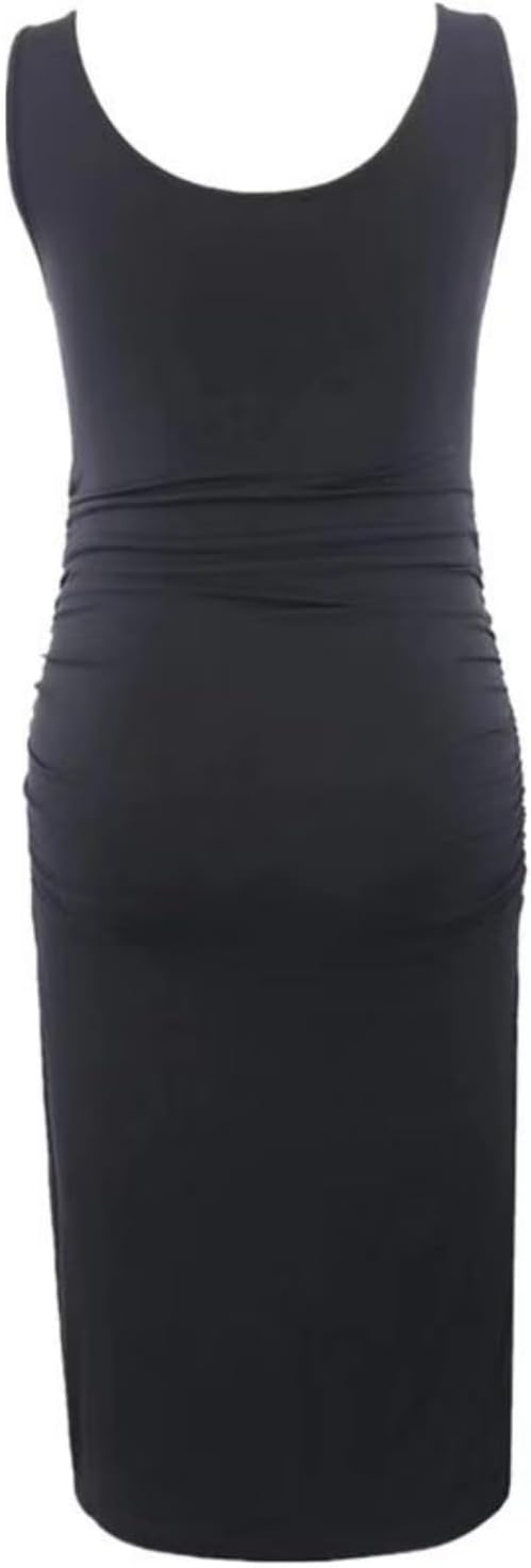 Ribbed Maternity Bodycon Midi Dress - Black