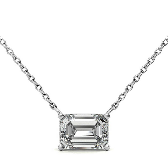 Stunning 2.00 CTW AGI Certified Eco-Friendly Lab-Grown Emerald-Cut Diamond Pendant in 14K Gold