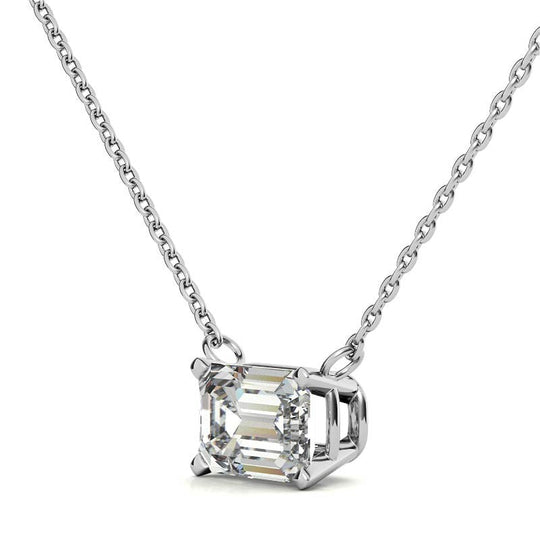 Stunning 2.00 CTW AGI Certified Eco-Friendly Lab-Grown Emerald-Cut Diamond Pendant In 14K Gold