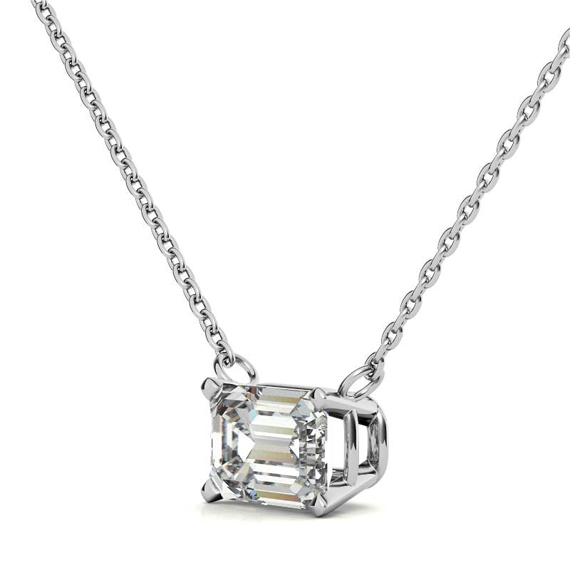 Stunning 2.00 CTW AGI Certified Eco-Friendly Lab-Grown Emerald-Cut Diamond Pendant in 14K Gold