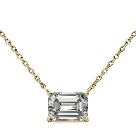 Stunning 2.00 CTW AGI Certified Eco-Friendly Lab-Grown Emerald-Cut Diamond Pendant In 14K Gold