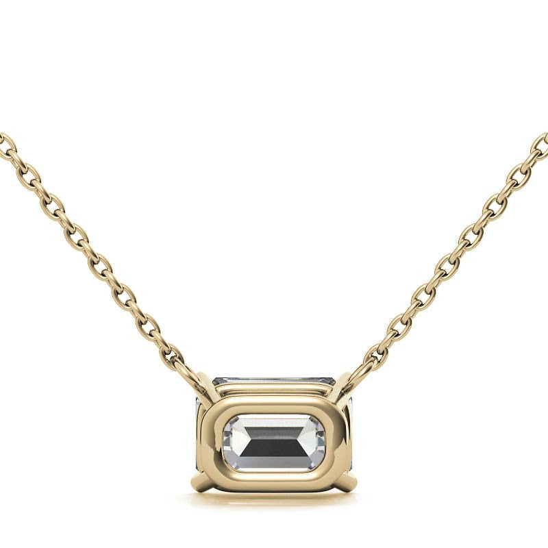 Stunning 2.00 CTW AGI Certified Eco-Friendly Lab-Grown Emerald-Cut Diamond Pendant In 14K Gold