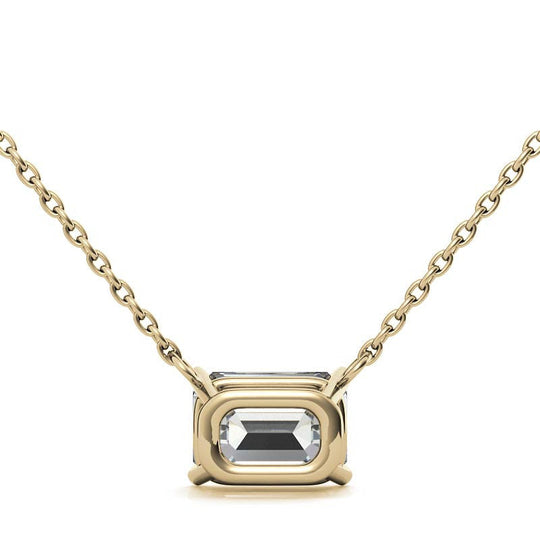 Stunning 2.00 CTW AGI Certified Eco-Friendly Lab-Grown Emerald-Cut Diamond Pendant In 14K Gold