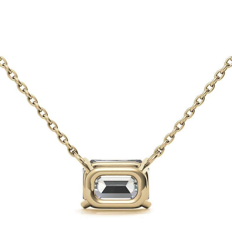 Stunning 2.00 CTW AGI Certified Eco-Friendly Lab-Grown Emerald-Cut Diamond Pendant in 14K Gold