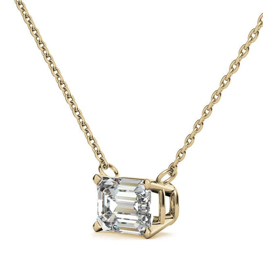 Stunning 2.00 CTW AGI Certified Eco-Friendly Lab-Grown Emerald-Cut Diamond Pendant In 14K Gold