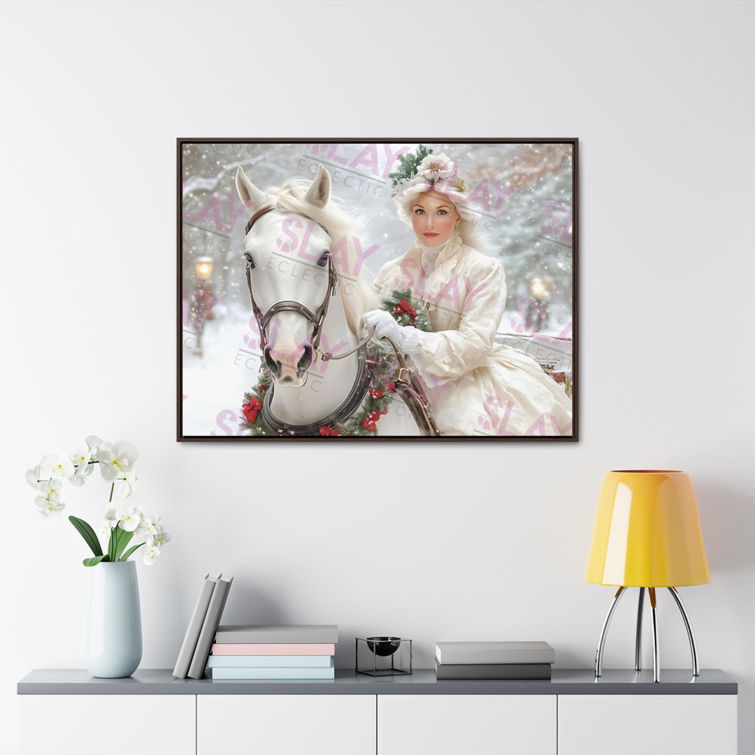 Victorian Winter Elegance: Horse & Rider Canvas Art for Timeless Decor