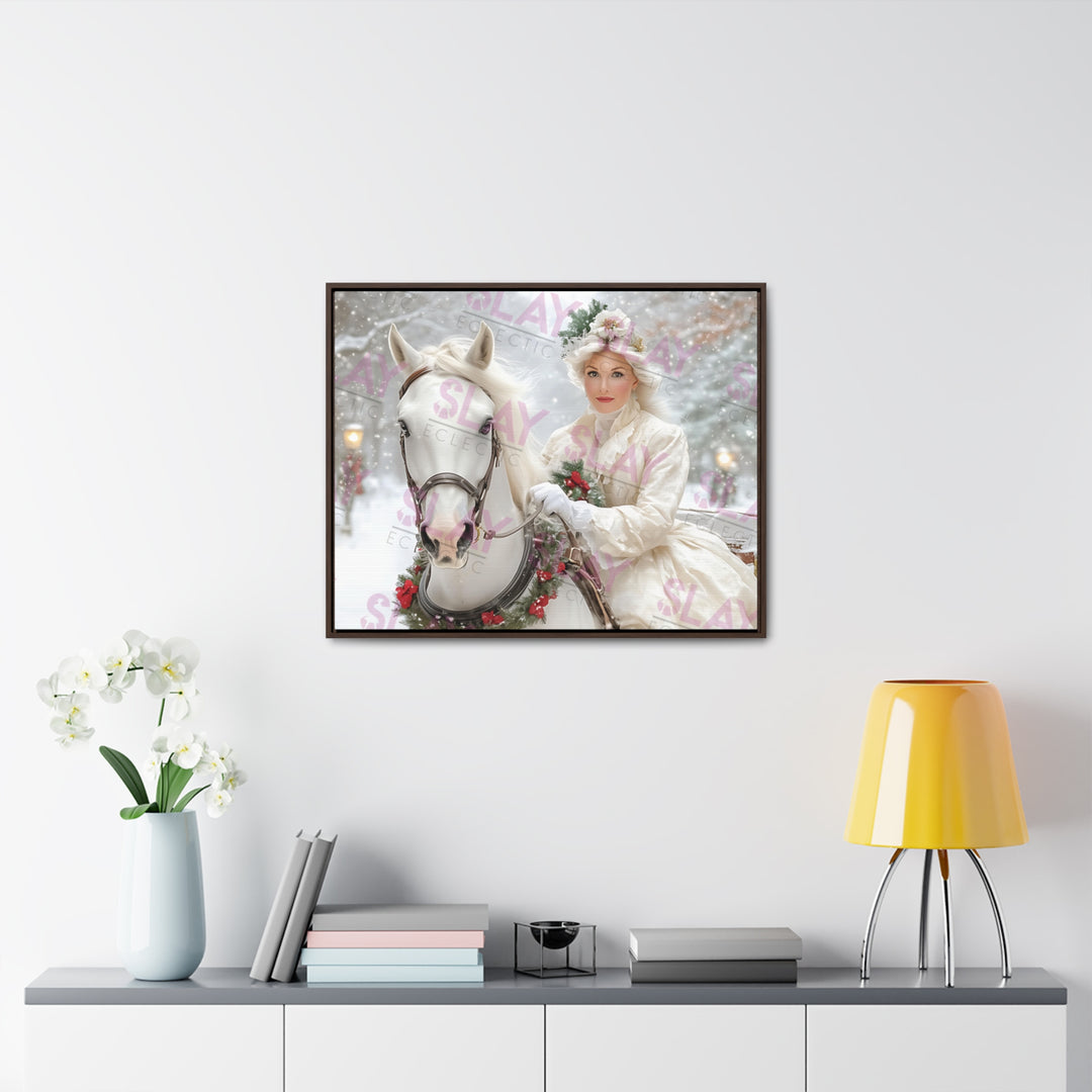 Victorian Winter Elegance: Horse & Rider Canvas Art for Timeless Decor