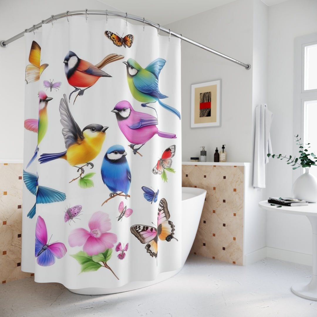 Vibrant Bird-Themed Shower Curtain - Ideal for Nature Lovers & Spring Decor