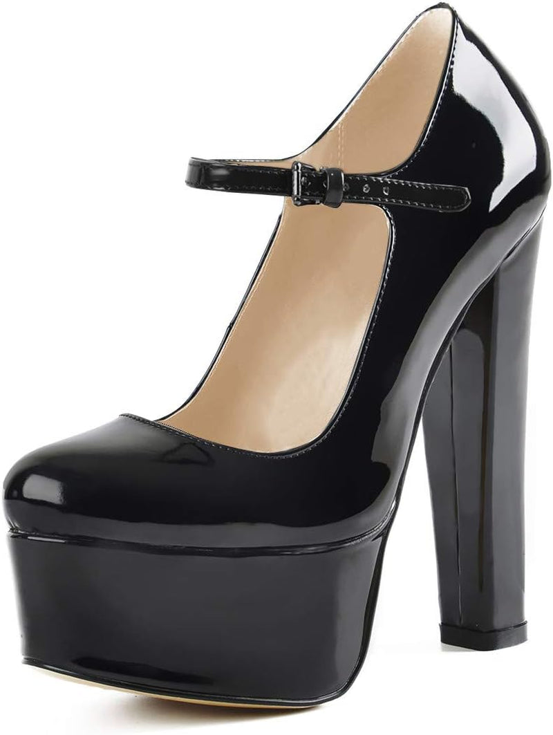 Women'S Chunky High Heels Platform Mary Jane Pumps