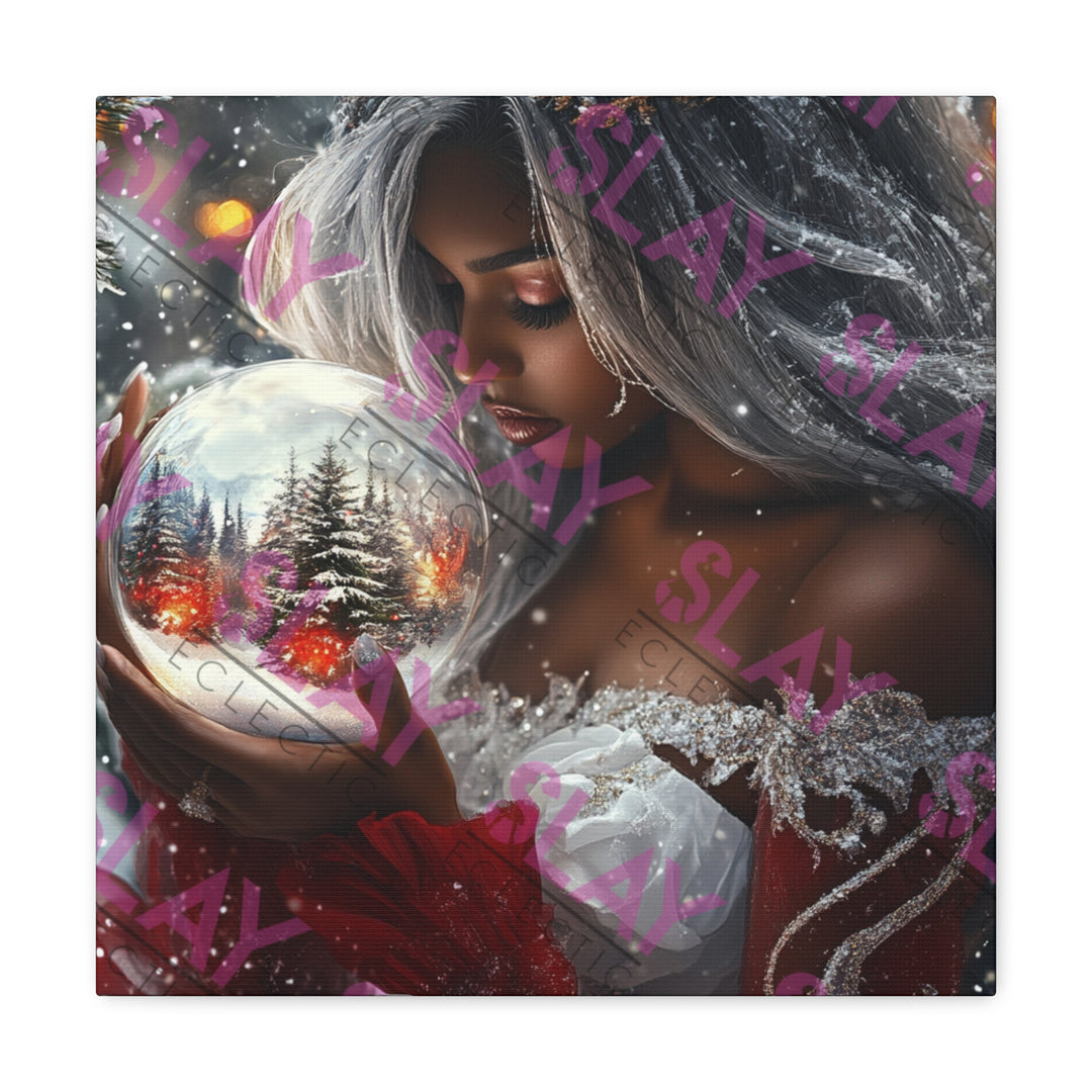 Woman Holding Snow Globe - Original AI Wall Art, Christmas Wall Art for Mom, Beautiful Christmas Gift