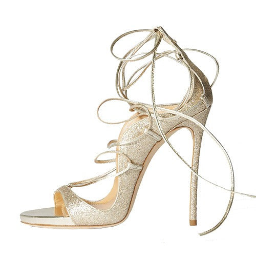 Summer Lace Up Sandals Slim Heels High Heels Large Sizes 34-46 Gold