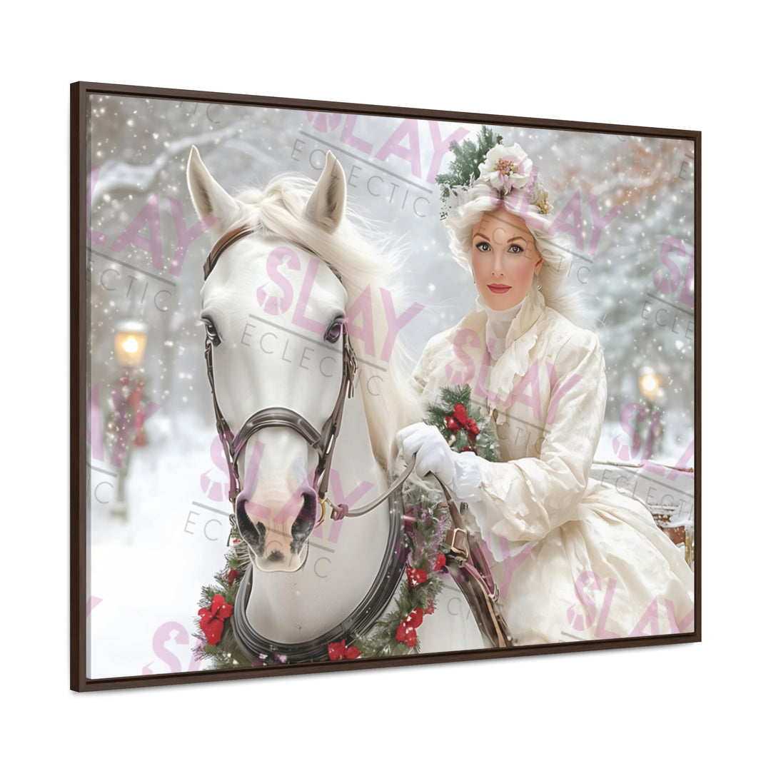 Victorian Winter Elegance: Horse & Rider Canvas Art for Timeless Decor