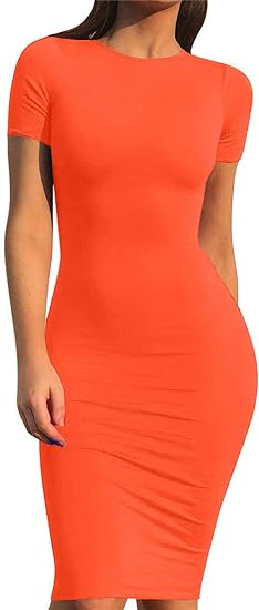 Casual Pencil Bodycon Midi Club Dress - Orange