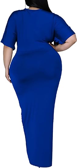 Plus Size Maxi Wedding Guest Party Dress - Blue