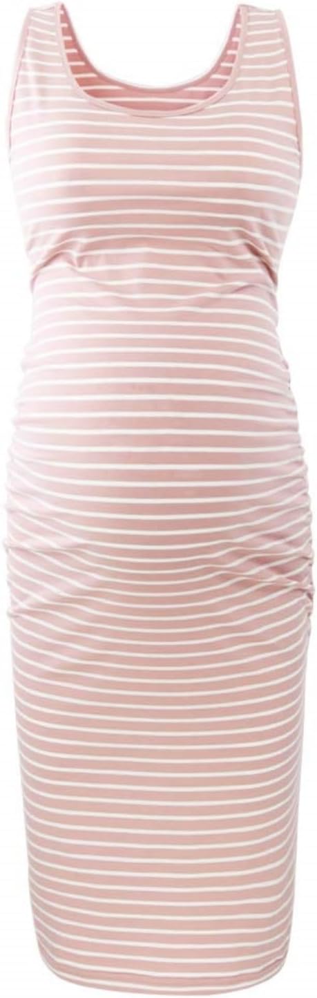 Ribbed Maternity Bodycon Midi Dress - Pink