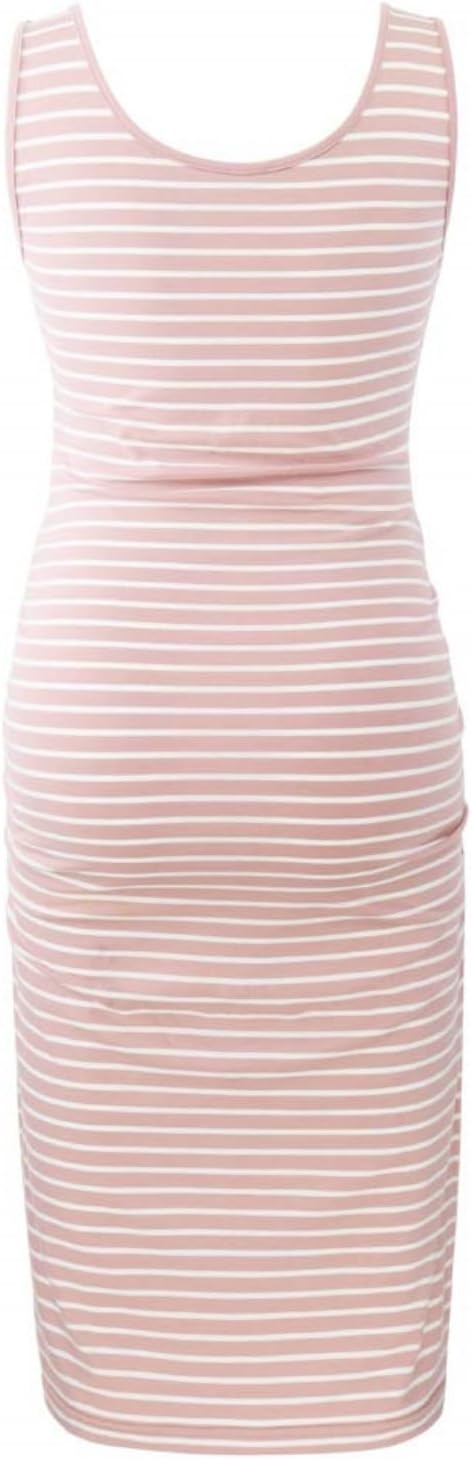 Ribbed Maternity Bodycon Midi Dress - Pink