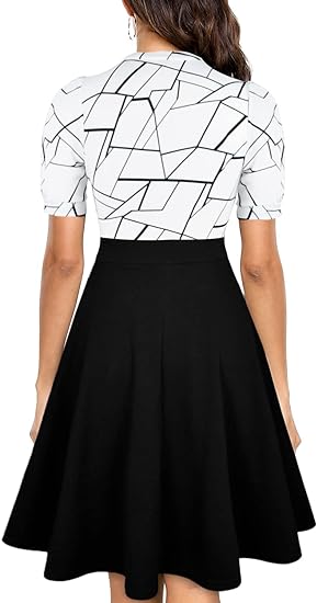 T-Shirt V-Neck Office Party Formal Dress with Pocket - Black