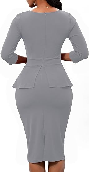 Business Wear Bodycon Sheath Suiting Dress - Gray