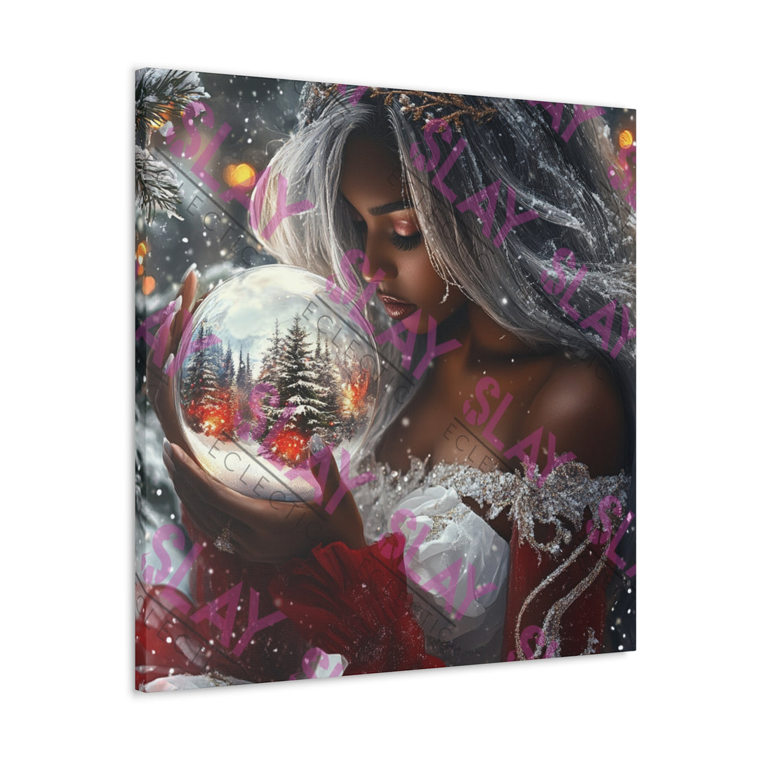 Woman Holding Snow Globe - Original AI Wall Art, Christmas Wall Art for Mom, Beautiful Christmas Gift