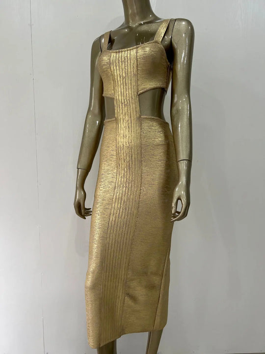 Stormy Bandage Maxi Dress - Golden