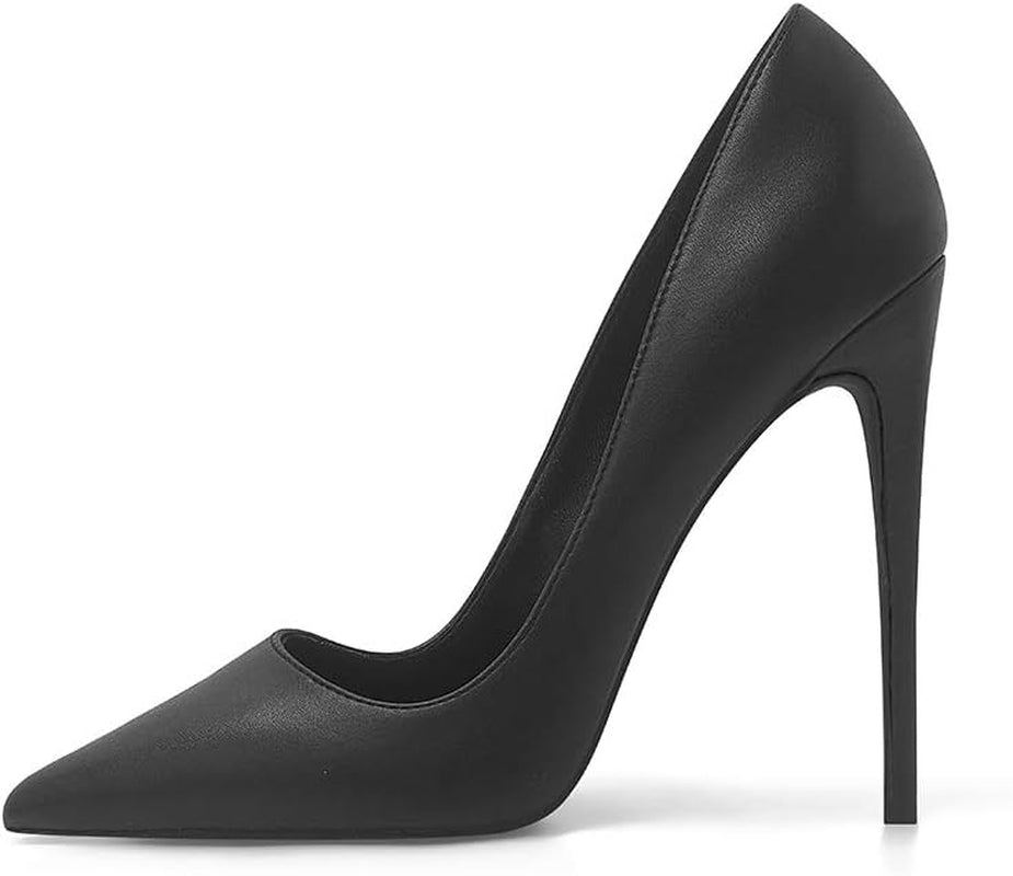 Women Pumps, Pointed Toe High Heel 4.7 Inch/12Cm Party Stiletto Heels Shoes Matte