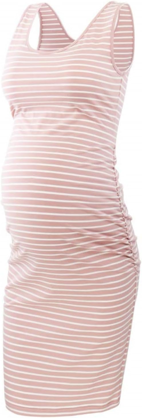 Ribbed Maternity Bodycon Midi Dress - Pink