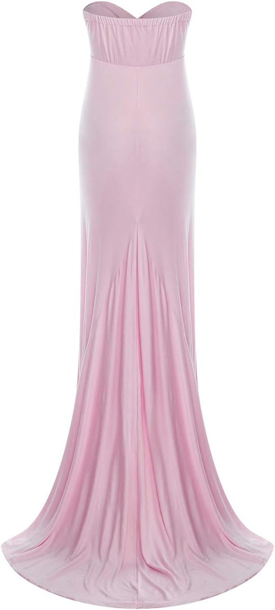 Elegant Fitted Gown Sleeveless Slim Maxi Dress - Pink