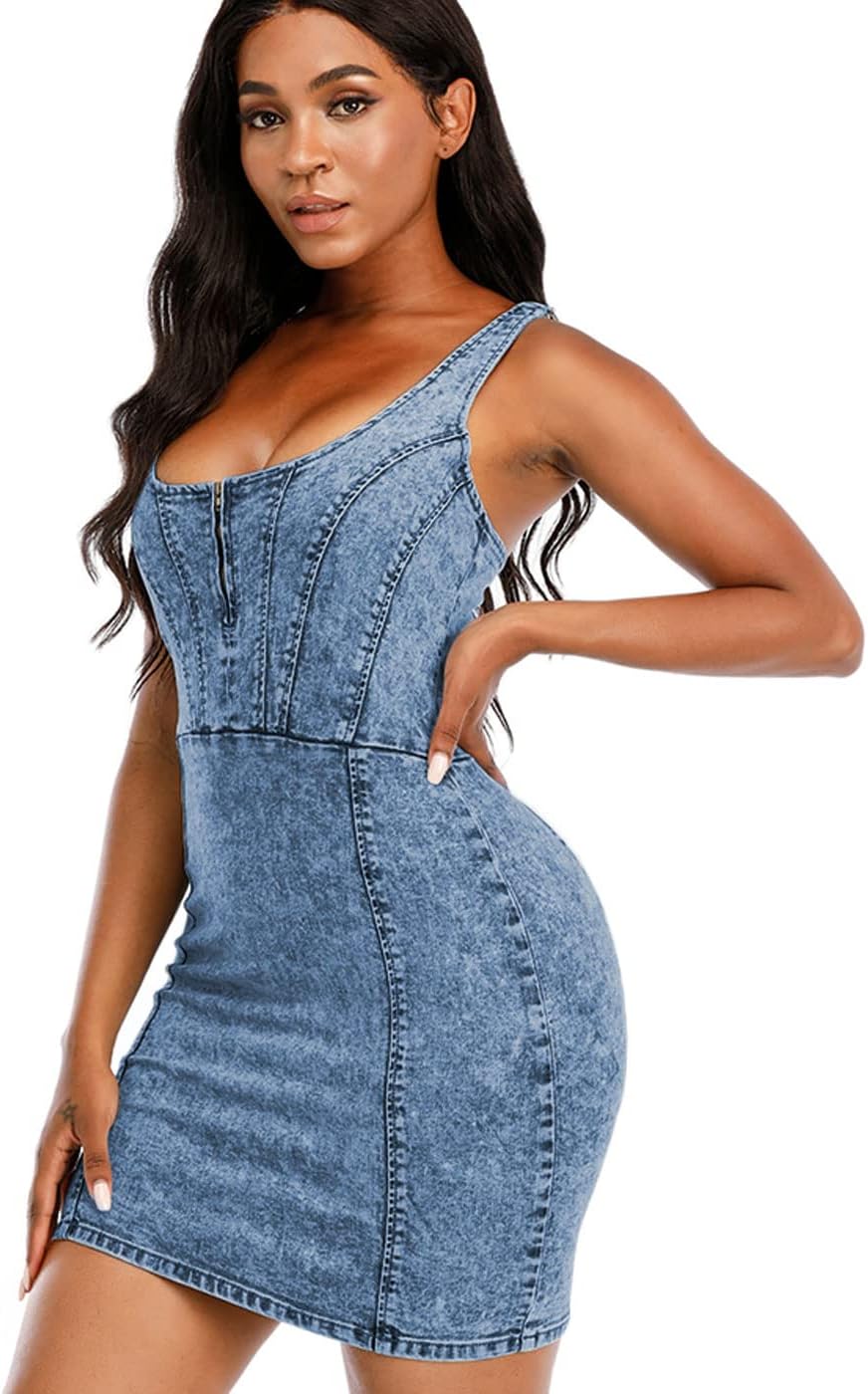 Vixen Denim Bodycon Mini Dress - Blue