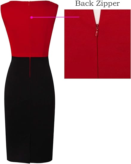 Front Zipper Up Office Party Bodycon Pencil Sheath Dress - Red