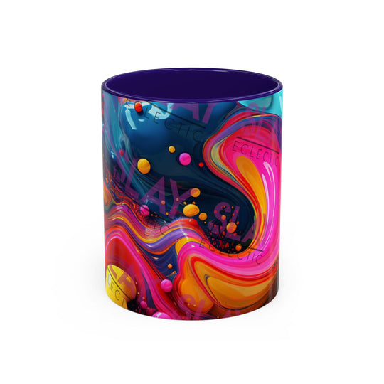 Vibrant Eclectic Coffee Mug, Abstract 4k AI, 11oz