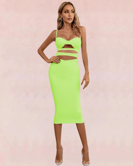 Whispers Bandage Cutout Midi Dress - Green