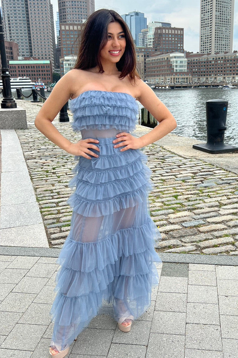 Georgia Maxi Dress - Smokey Blue