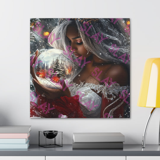 Woman Holding Snow Globe - Original AI Wall Art, Christmas Wall Art for Mom, Beautiful Christmas Gift