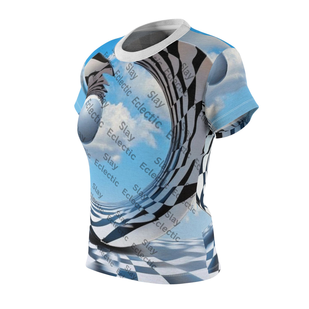 Abstract Cloud & Sphere Women's Cut & Sew Tee for Casual Style