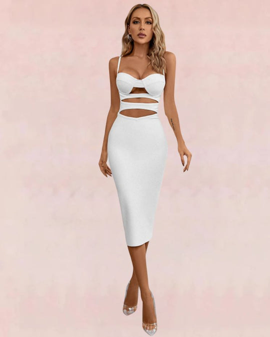 Whispers Bandage Midi Dress - White