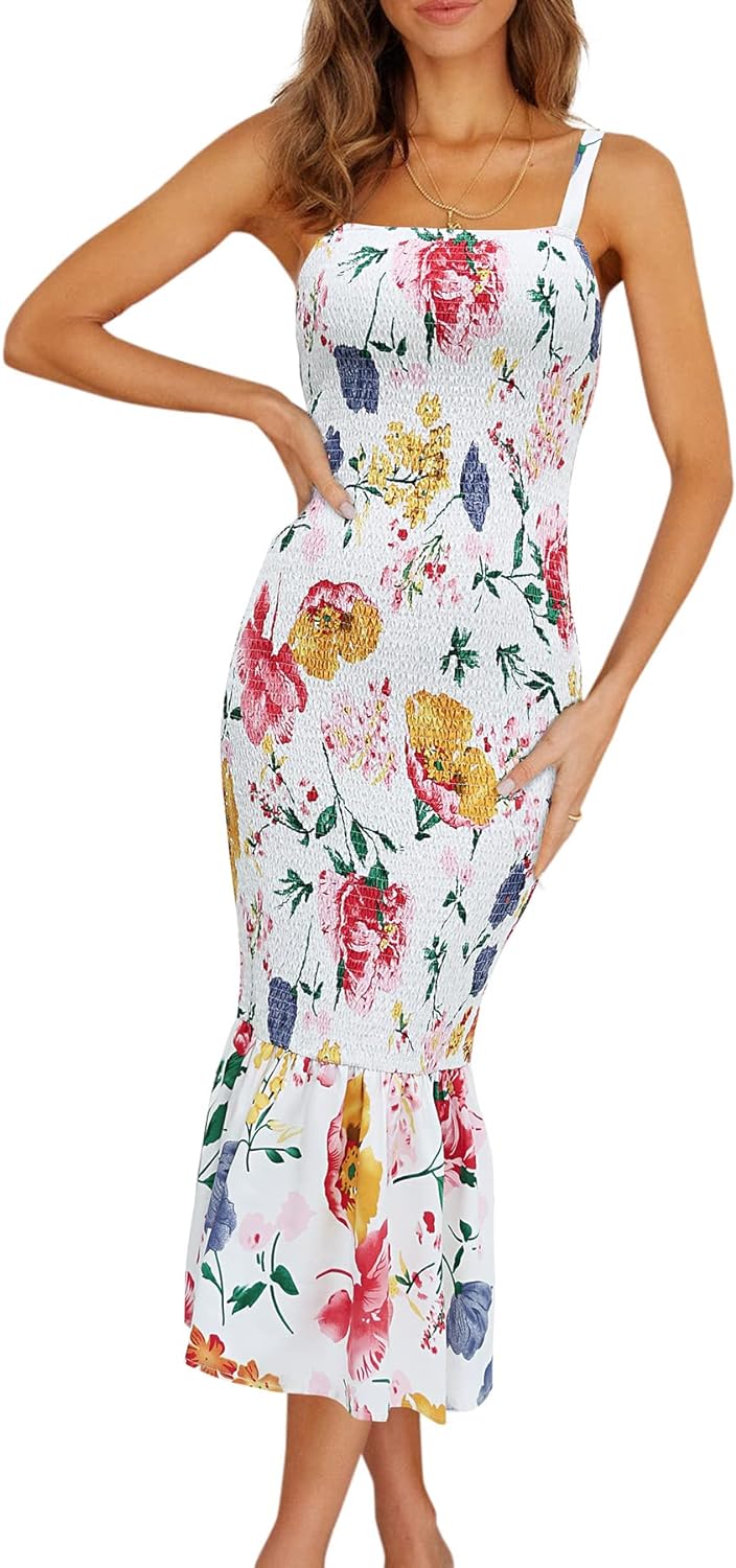 Spaghetti Strap Floral Chic Petals Bodycon Maxi Dress