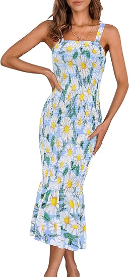 Spaghetti Strap Floral Divine Bodycon Maxi Dress