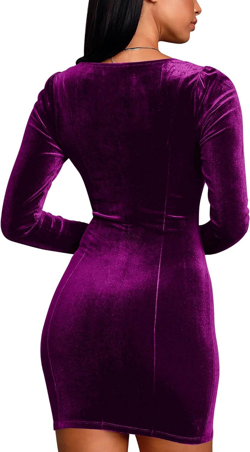 Velvet Allure Bodycon Mini Dress - Purple