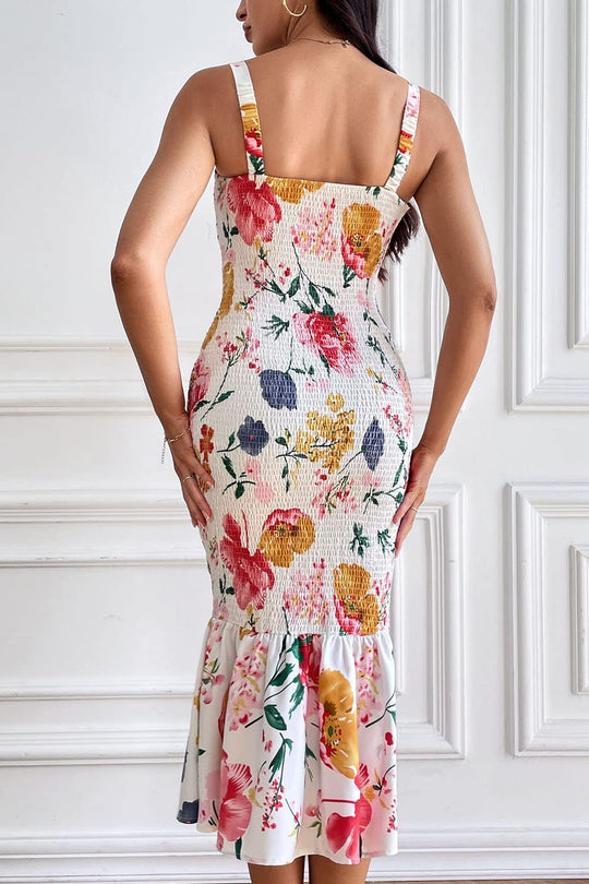 Spaghetti Strap Floral Chic Petals Bodycon Maxi Dress