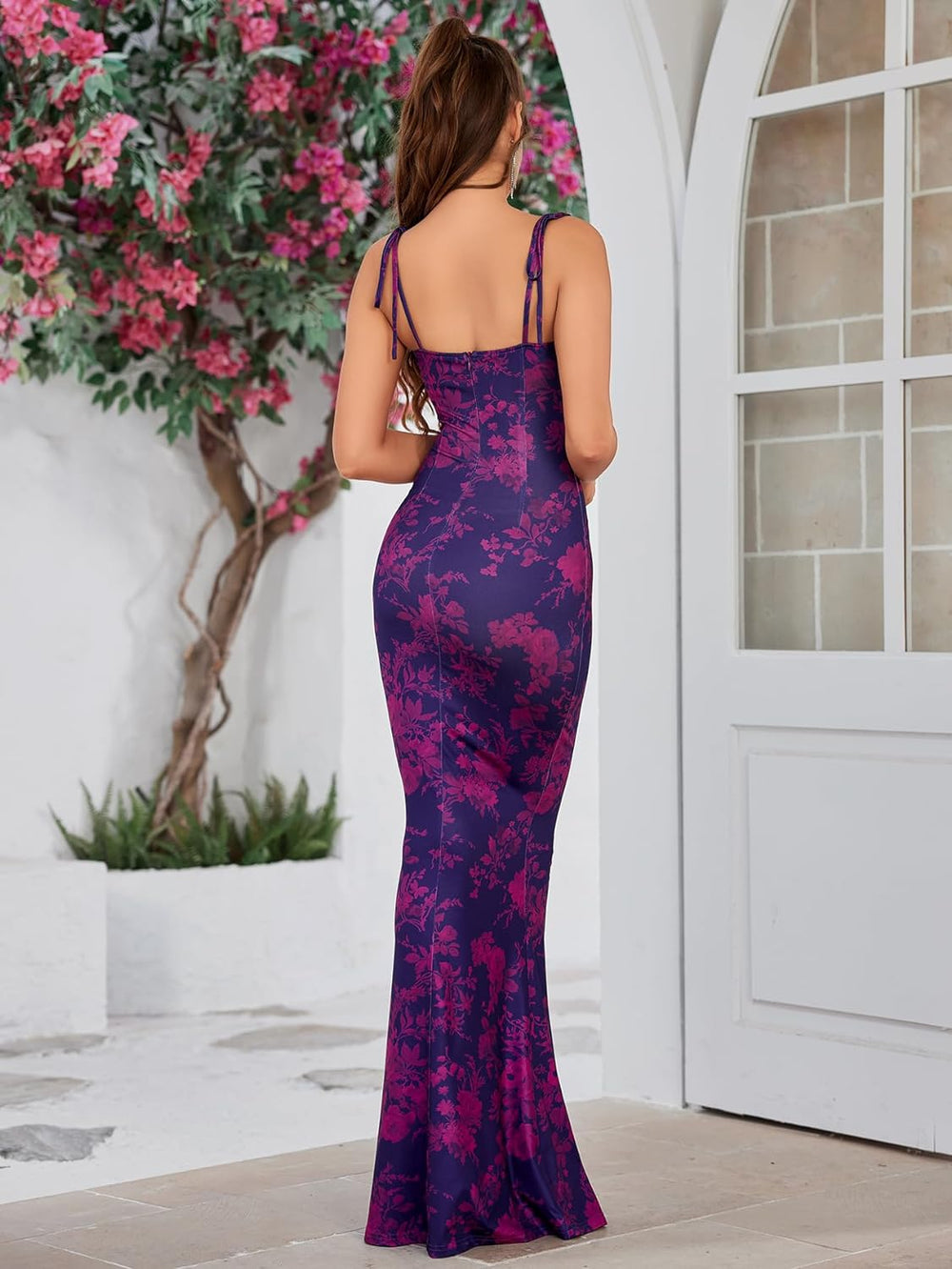 Floral Fits Sleeveless Bodycon Maxi Dress - Purple