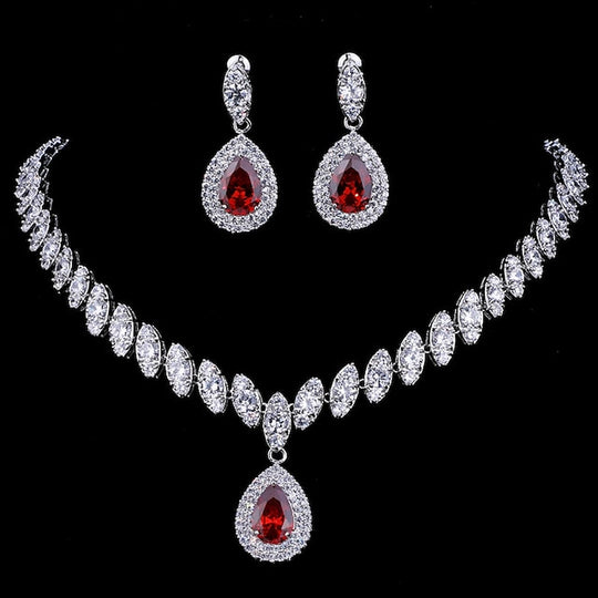 Bridal Jewelry Sets 1 Set Cubic Zirconia Copper Imitation Diamond 1 Necklace Earrings Women'S Elegant Luxury Tennis Chain Drop Diamond Water Drop Jewelry Set for Anniversary Wedding Guest Birthday