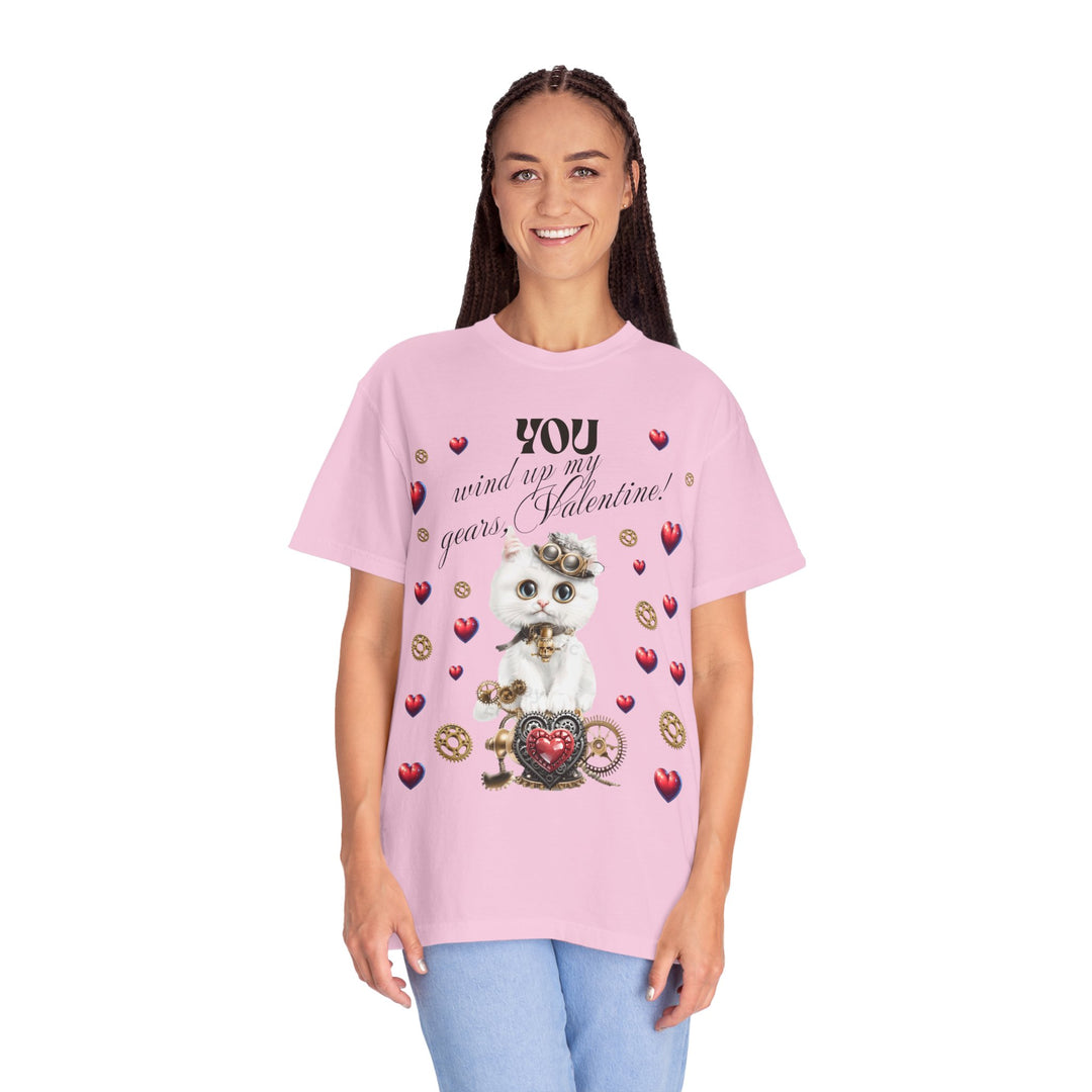 Valentine's Day Cat T-Shirt - "You Wind Up My Gears, Valentine!"