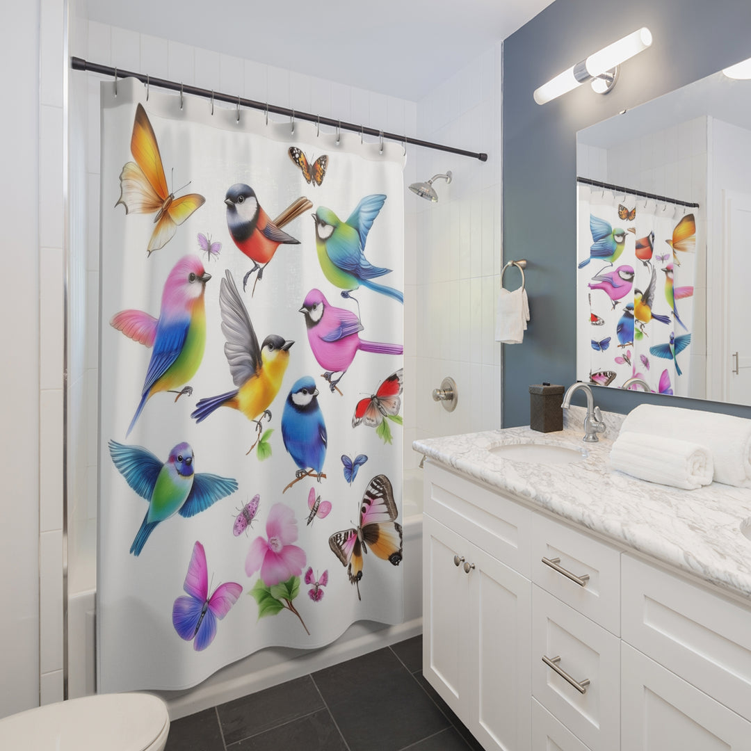 Vibrant Bird-Themed Shower Curtain - Ideal for Nature Lovers & Spring Decor