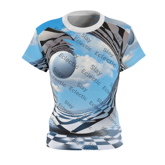 Abstract Cloud & Sphere Women's Cut & Sew Tee for Casual Style