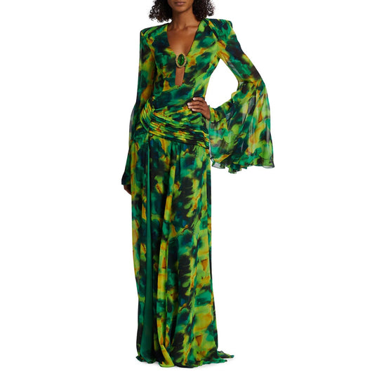 Swirl Maxi Dress - Green