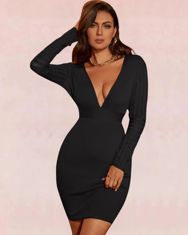 Enchant Bodycon Mini Dress - Black